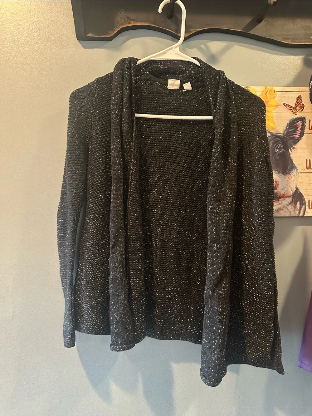 Black Open-FrontSweater Cardigan